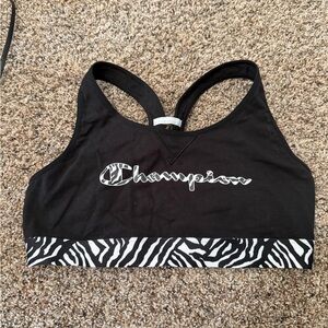 Champion Sports Bra XL Black White Zebra Band Athletic Workout Bra